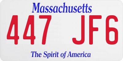 MA license plate 447JF6