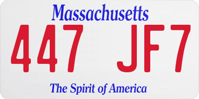 MA license plate 447JF7