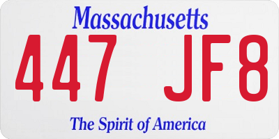 MA license plate 447JF8