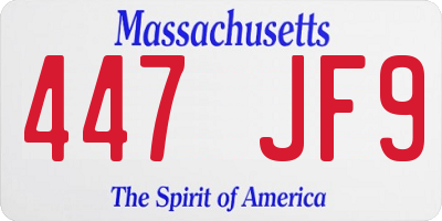 MA license plate 447JF9