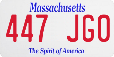 MA license plate 447JG0