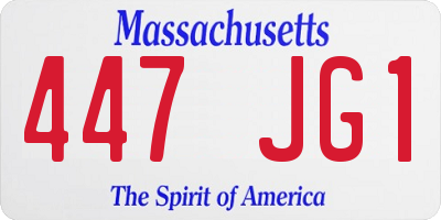 MA license plate 447JG1