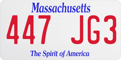 MA license plate 447JG3