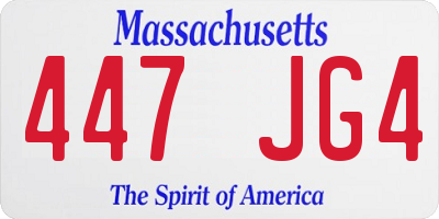MA license plate 447JG4