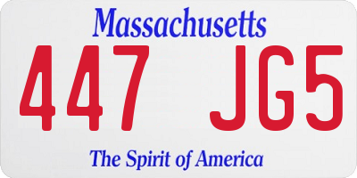 MA license plate 447JG5