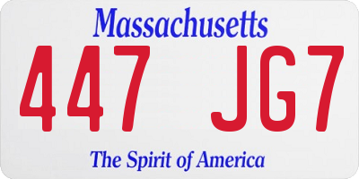 MA license plate 447JG7