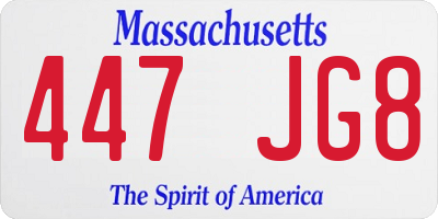 MA license plate 447JG8