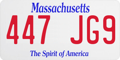MA license plate 447JG9