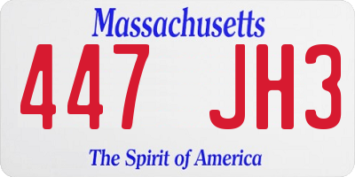 MA license plate 447JH3