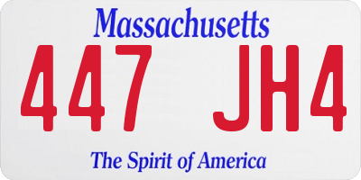 MA license plate 447JH4