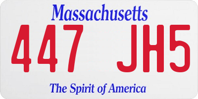 MA license plate 447JH5