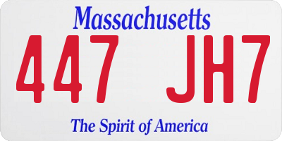 MA license plate 447JH7