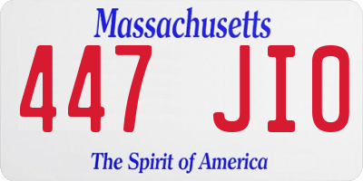 MA license plate 447JI0