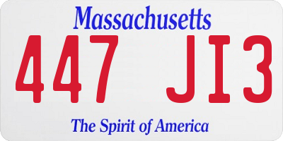 MA license plate 447JI3