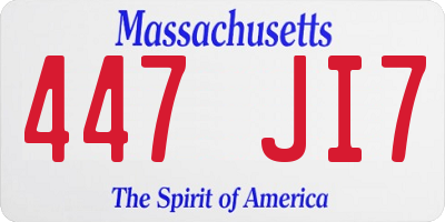 MA license plate 447JI7