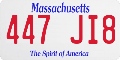 MA license plate 447JI8