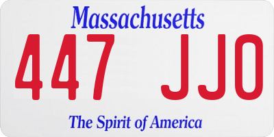 MA license plate 447JJ0