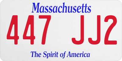 MA license plate 447JJ2