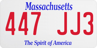 MA license plate 447JJ3