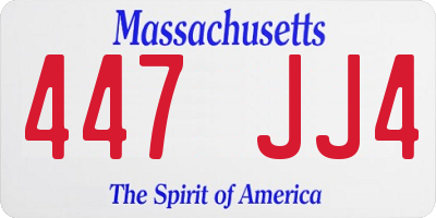 MA license plate 447JJ4