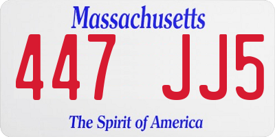 MA license plate 447JJ5