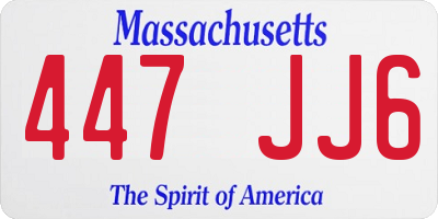 MA license plate 447JJ6