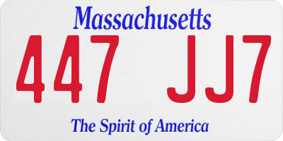 MA license plate 447JJ7