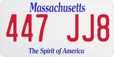 MA license plate 447JJ8
