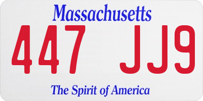 MA license plate 447JJ9