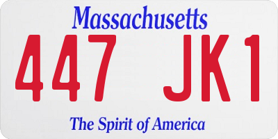 MA license plate 447JK1