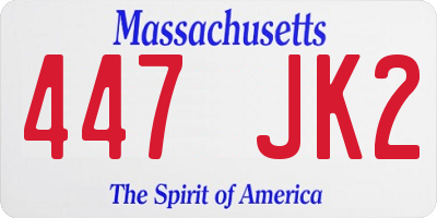 MA license plate 447JK2