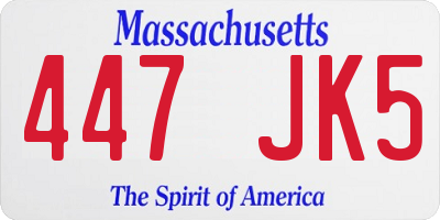 MA license plate 447JK5
