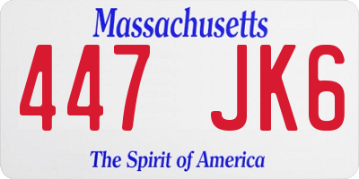 MA license plate 447JK6