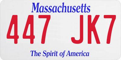 MA license plate 447JK7