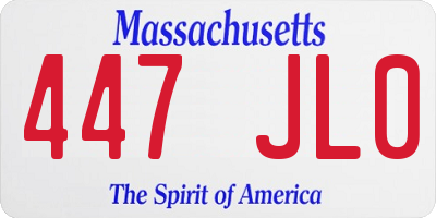 MA license plate 447JL0