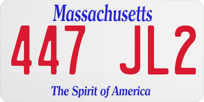 MA license plate 447JL2