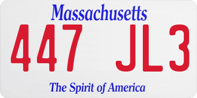 MA license plate 447JL3