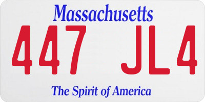 MA license plate 447JL4