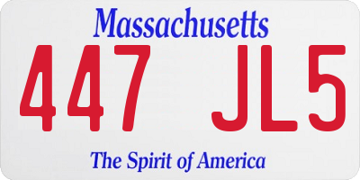 MA license plate 447JL5