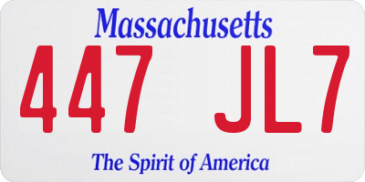 MA license plate 447JL7