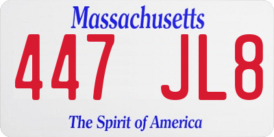 MA license plate 447JL8