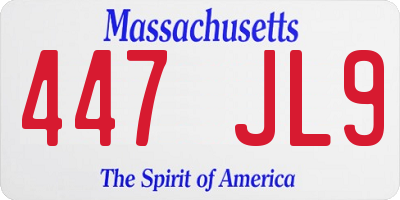 MA license plate 447JL9