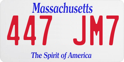 MA license plate 447JM7