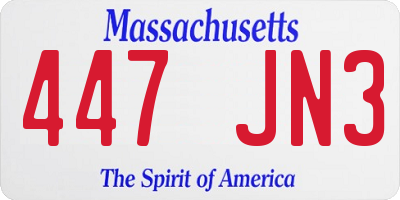 MA license plate 447JN3
