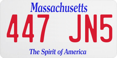 MA license plate 447JN5