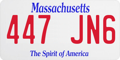 MA license plate 447JN6