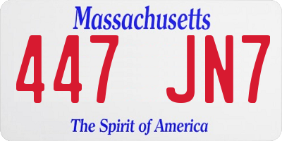 MA license plate 447JN7