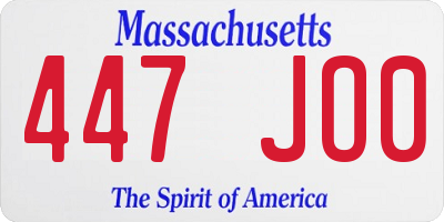 MA license plate 447JO0