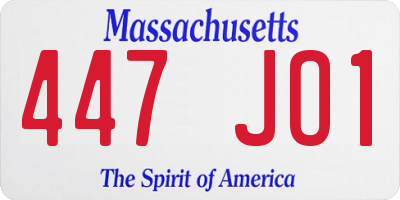 MA license plate 447JO1