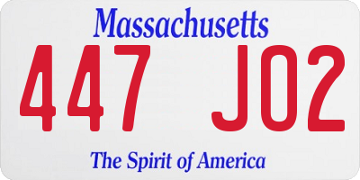 MA license plate 447JO2